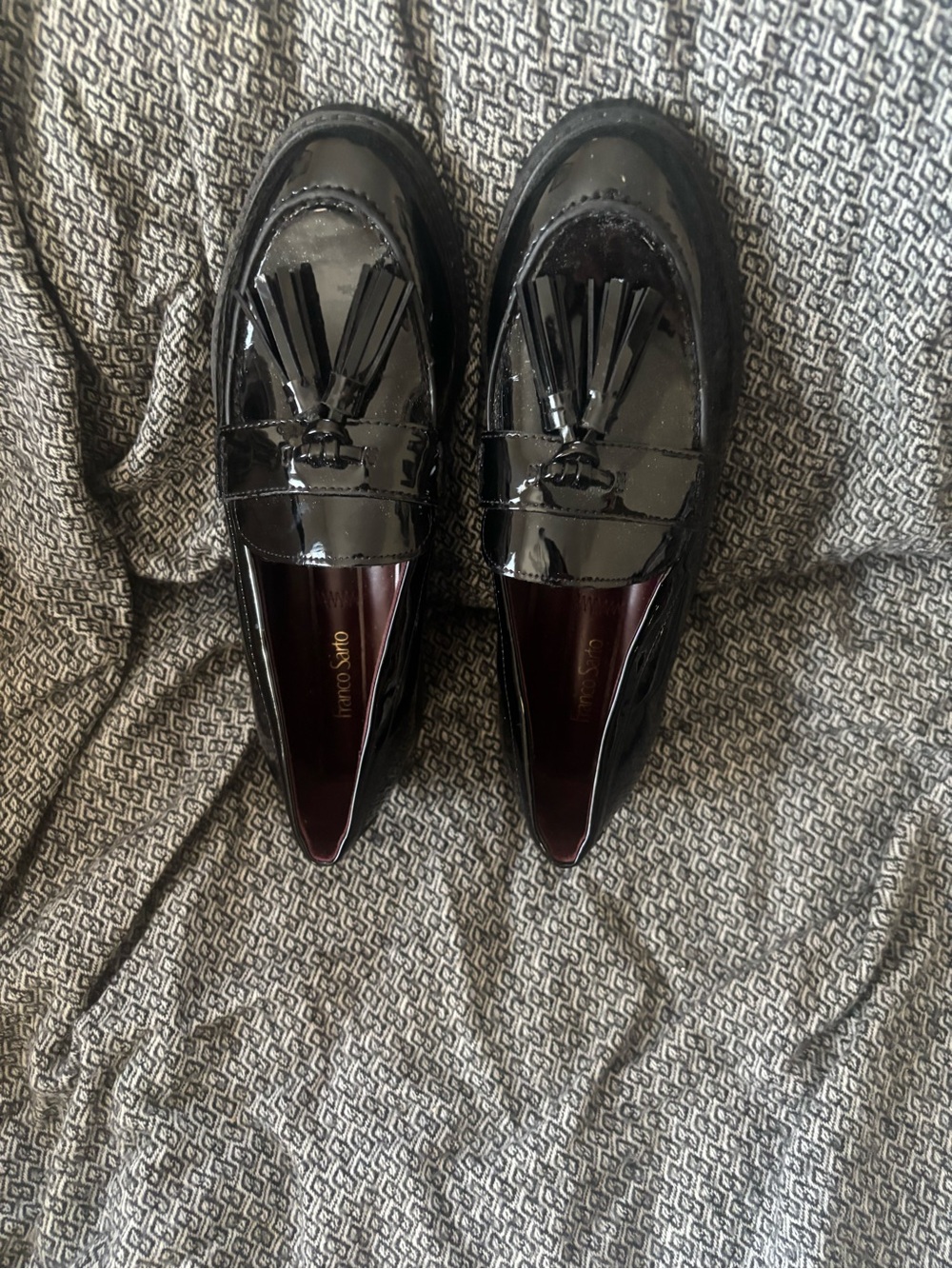 Franco Sarto Black Patent Tassel Loafers